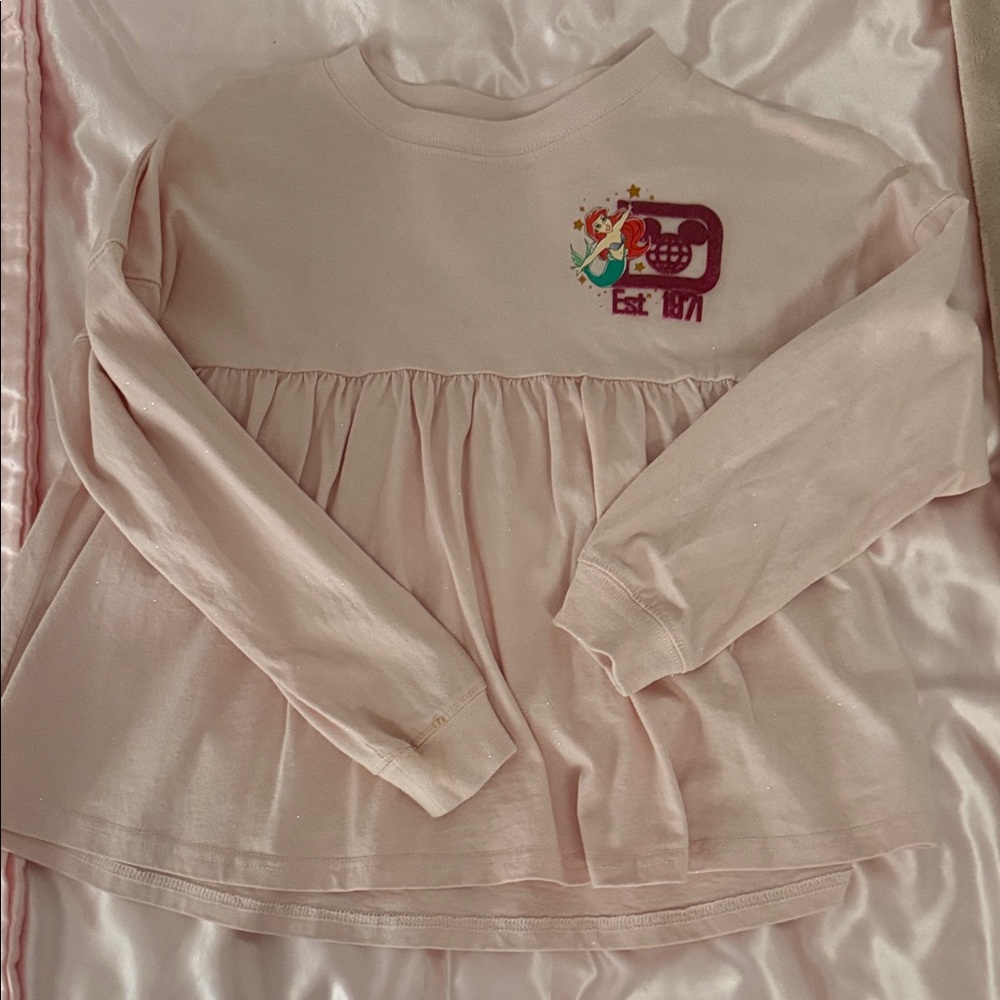 Pink Long Sleeve Top with Embroidery
